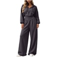 thumbnail image 2 of Maqroz Womens Two Piece Lounge Sets V Neck Pullover Hoodie Sweatshirts Wide Leg Pants Casual Matching Tracksuits Trendy Athletic Sweatsuits for Casual Coffee Dates, 2 of 9