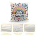 thumbnail image 4 of Boho Rainbow Pillowcase, You're Awesome, Inspirational Cushion Cover， Throw Pillow Covers for Living Room, Bedroom, Dormitory,College, Sofa Couch &amp; Bed, Home &amp; Office Decoration, 4 of 5