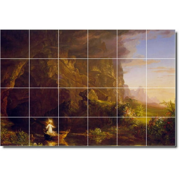 Ceramic Tile Mural-Thomas Cole Landscapes Painting 487. 25.5" w x 17" h using (24) 4.25 x 4.25 ceramic tiles
