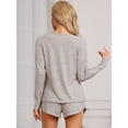 thumbnail image 4 of DARING DIVA Women's Long Sleeve Elastic Waistband Top and Shorts Lounge Set XS Beige, 4 of 6