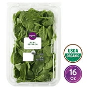 Marketside Organic Baby Spinach, 16 oz Clamshell
