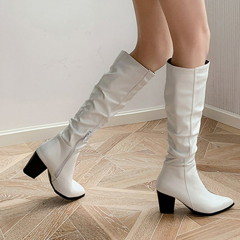 Slouchy Knee High Boots for Womens Gogo Boots Fashion Classic Pointed Toe Pull On Fall Weather Winter Zipper Boots Walmart