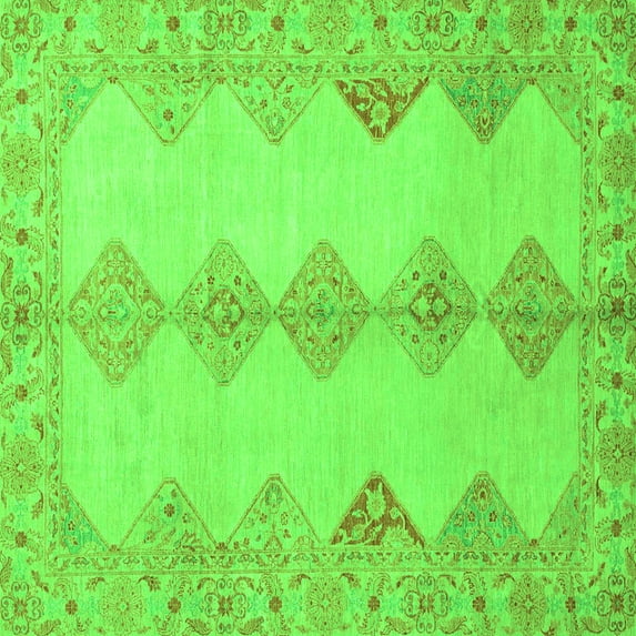 Ahgly Company Indoor Square Abstract Green Modern Area Rugs, 7' Square