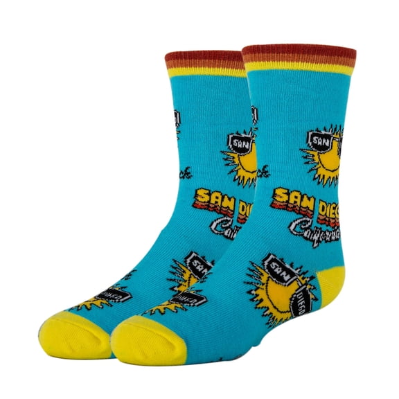 Kid's Funny Novelty Crew Socks, San Diego Gifts Souvenirs, Crazy Silly Cool Socks for Boys & Girls, Shoe Size 1-5