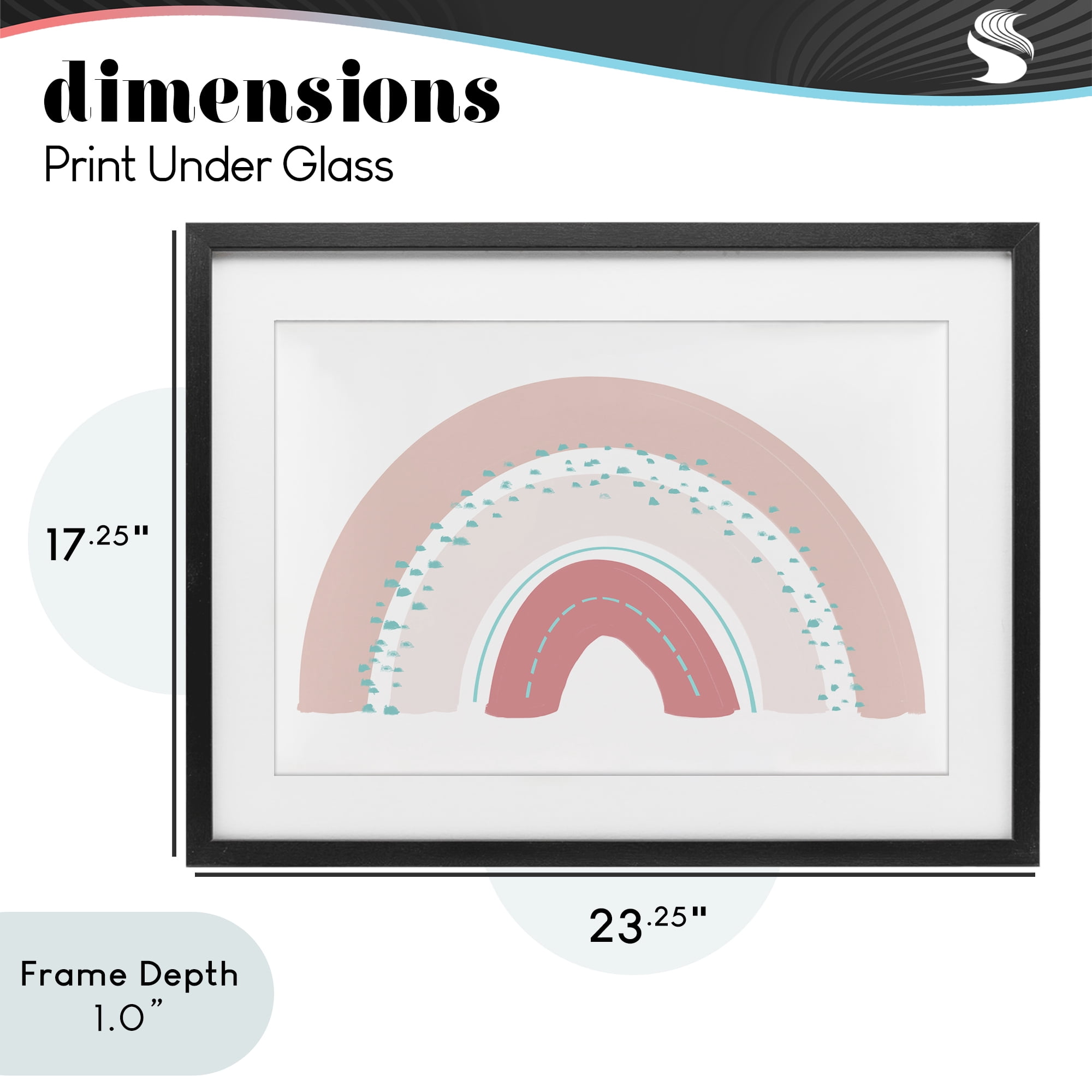 Stupell Industries Pink Rainbow with Speckles Black Framed Print Under Glass, design by Emily Navas