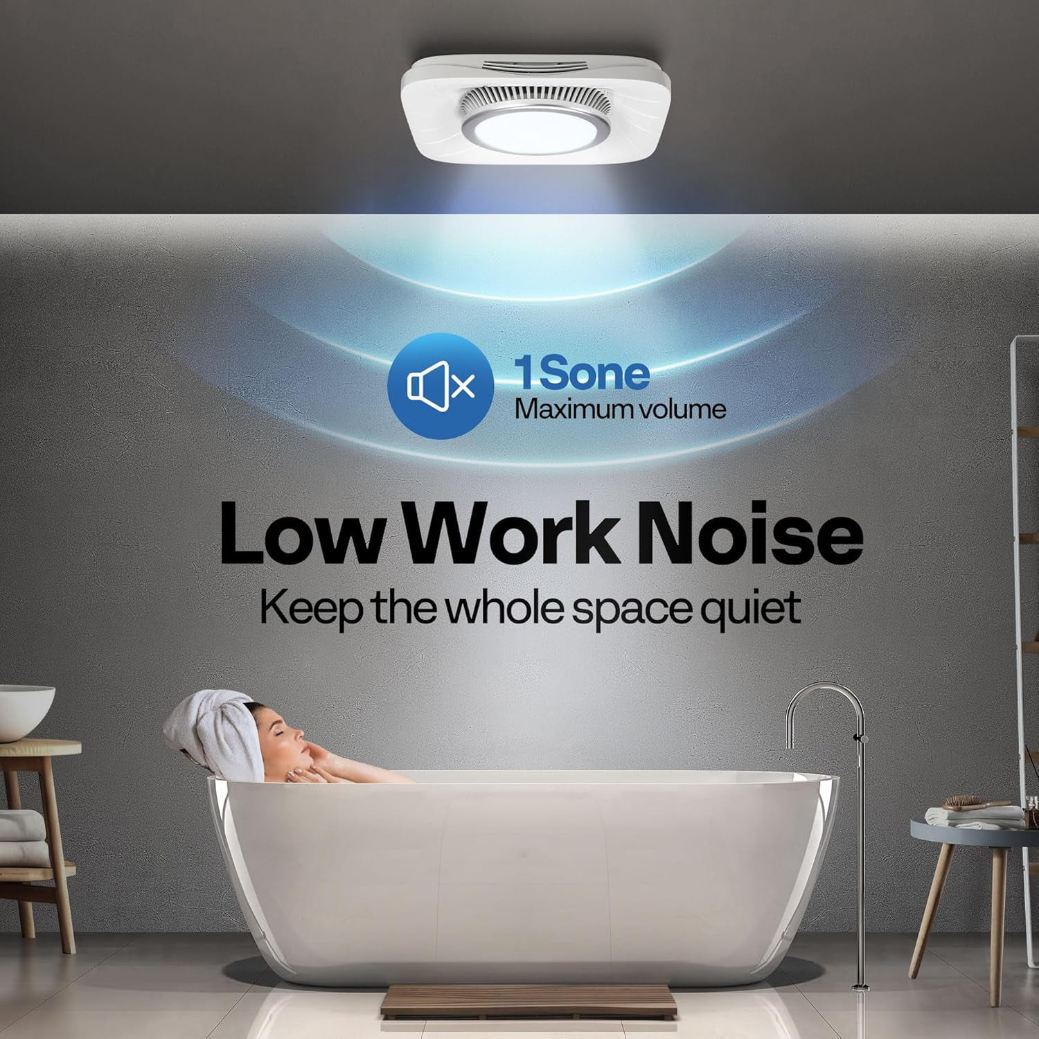 SPECSTAR Bathroom Exhaust Fan with Light, 110 CFM 1.0 Sone Shower Ventilation Fan, Super Quite Fan w/ 6000 K 1000LM LED Cool White Light, for 4'' Duct Ceiling Mount