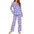 thumbnail image 4 of DISNIMO Axolotl Printed Women Two Piece Pajama Sets Long Sleeve Lounge Set with Pockets Button Up Sleepwear Casual Loose Nightwear with Long Pants, M, 4 of 7