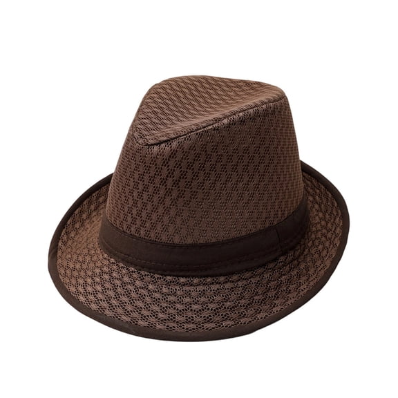 SRZYMJ Men's Mesh Fedora Hat Summer Breathable Straw Trilby Homburg Hat Short Brim Jazz Derby Cap Women Foldable Panama Gatsby Hat