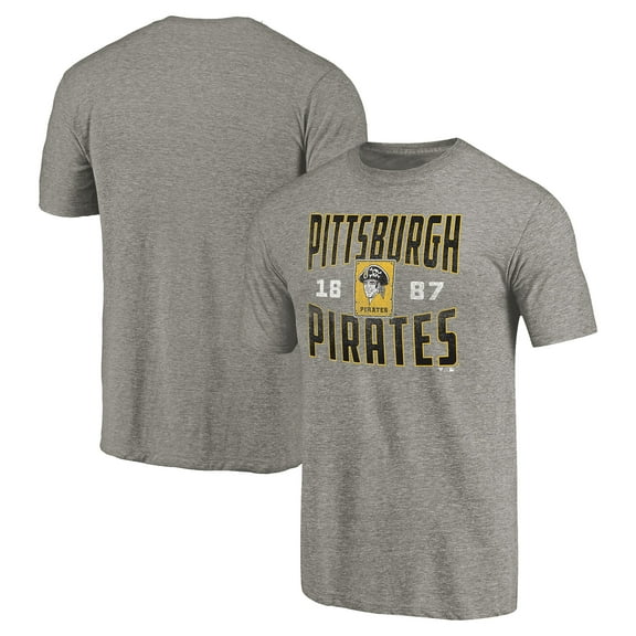 Men's Gray Pittsburgh Pirates Cooperstown Collection Antique Stack Tri-Blend T-Shirt