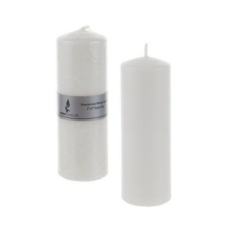 Dome Pillar - Mega Candles - Unscented 2 Inch x 6 Inch Dome Top Pressed Pillar Candle - White