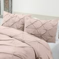 thumbnail image 5 of Nestl 3 Piece Pinch Pleated Pintuck Duvet Cover Set with Shams, Soft Microfiber,Button Closure Bedding Set, Full - Blush, 5 of 9