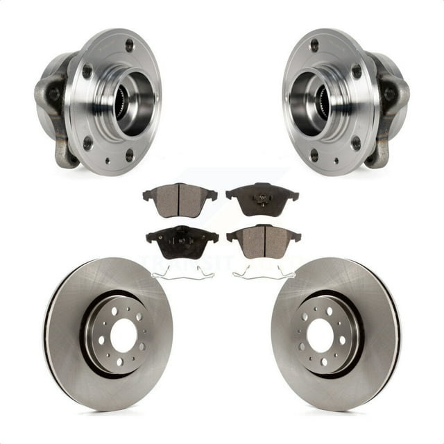 Transit Auto Front Hub Bearing Assembly Disc Brake Rotors and Ceramic Pads Kit for Car 2008-2014 Volvo XC90 with 316mm Diameter Rotor KBB-114155