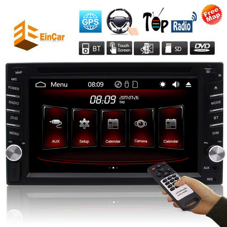 GPS Navi Car Stereo Bluetooth Double 2Din Car Radio In Dash 6.2 Full-Touch Screen Car DVD CD Player Head Unit Support Bluetooth Subwoofer Backup Camera AUX SD/USB + Remote Control + 8GB