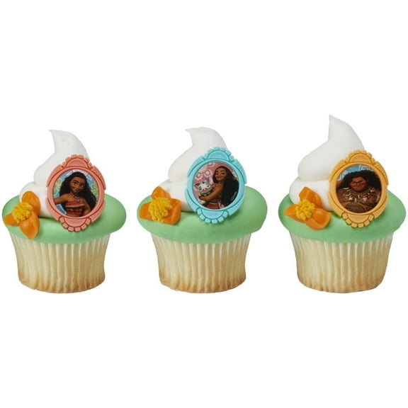 Moana Cupcake Rings – 12 Piece Party Favors for Cupcakes, Cakes & Desserts