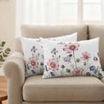 thumbnail image 2 of Pink Purple Flowers Pillow Covers 2 Pack Watercolor Gradient Purple Pink Daisy Floral Butterfly Pillowcase Waterproof Outdoor Throw Pillow Cover for Patio Balcony Rectangular Cushion 20”x12”, 2 of 9