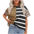 thumbnail image 7 of Generic Womens Summer Striped Shirts Casual Color Block Short Sleeve Tops Loose Fit Crew Neck Tees, 7 of 7