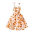 thumbnail image 3 of FYDUU Girls Princess Dresses Girls' Floral Dress With Strappy Bow Tie Waist Elegant Sundress Summer Slim Fit A-Line Midi Dresses 9 Years, 3 of 8