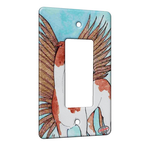 KuzmarK™ 1 Gang Rocker Wall Plate - Red Spotted Greyhound Angel Dog Art by Denise Every