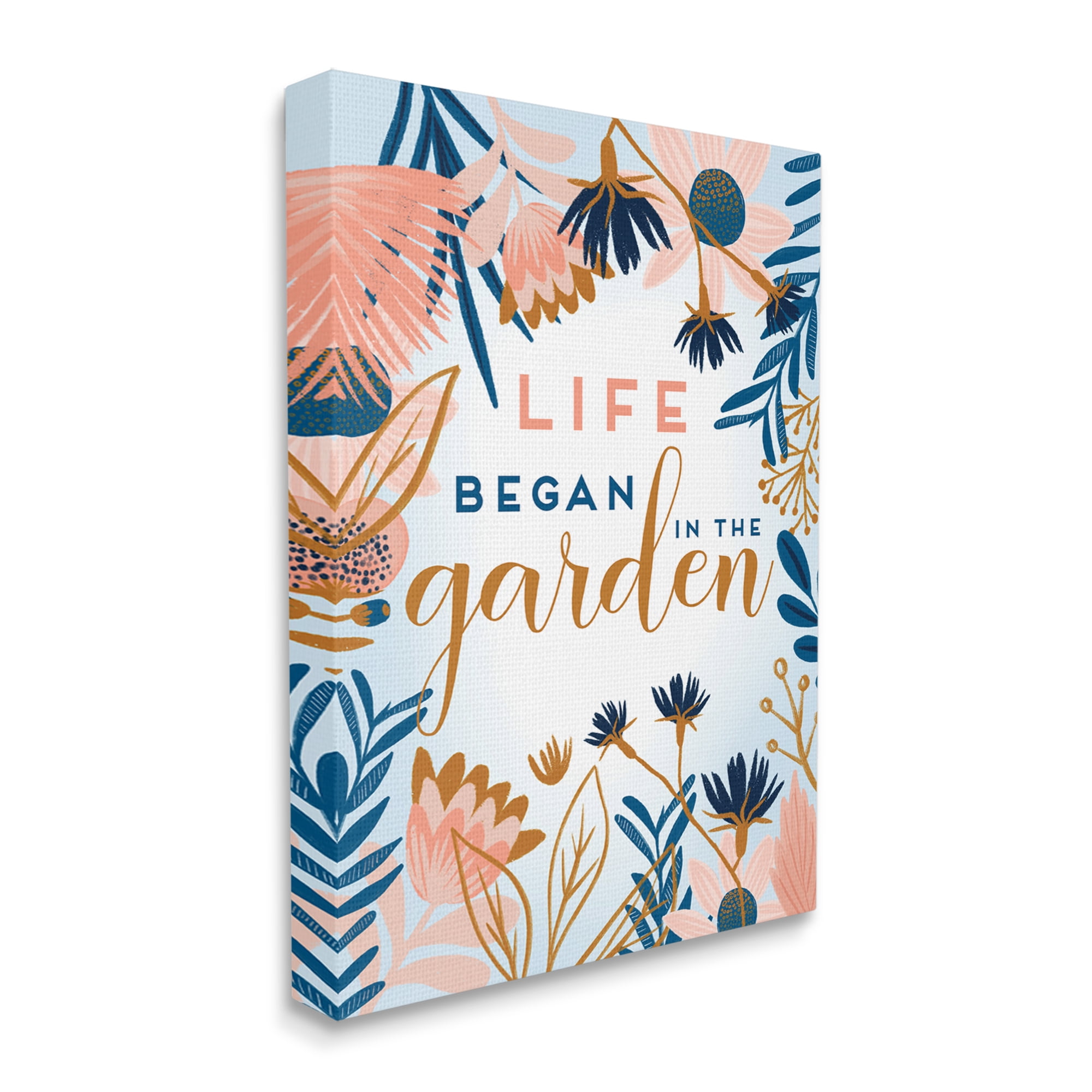 Stupell Industries Pink & Blue Gardening Botanical & Floral Painting Gallery Wrapped Canvas Print Wall Art, 30 x 40