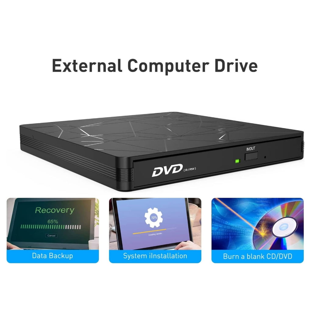 Portable External Disc Reader Drive USB 3.0 Type C for Laptop Desktop PC Wide Compatibility Disk Writer
