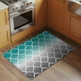 thumbnail image 3 of 2x3 Door Mat Rug, Teal Grey Ombre Morocco Pattern Non-Skid Rubber Backing Large Rectangle Rugs - Living Room Bedroom Home Office, Modern Moroccan Geometric Indoor Floor Mat Carpets Washable Rug, 3 of 9