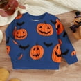 thumbnail image 2 of Mercatoo Toddler Halloween Outfit Baby Boy Girl Cute Pumpkin Bat Graphic Sweatshirt Crewneck Shirt Long Sleeve Pullover Top, 2 of 5