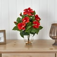thumbnail image 4 of Nearly Natural 17in. Hibiscus with Fluted Vase Silk Flower Arrangement, Orange, 4 of 4