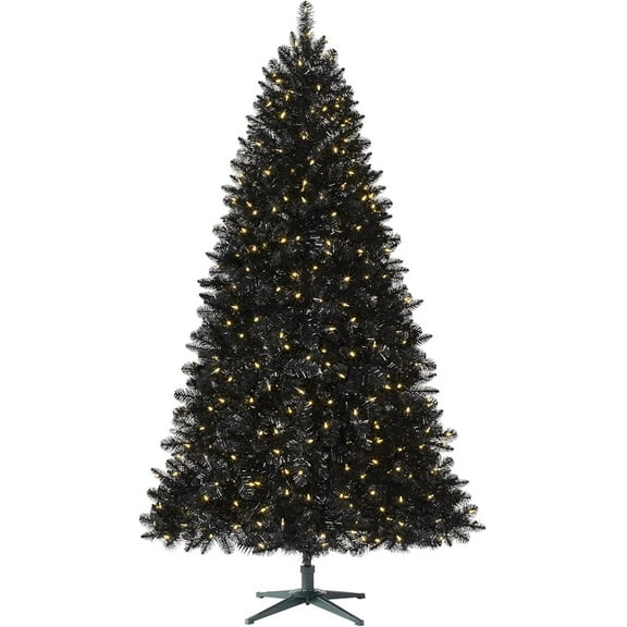 Treetopia Tuxedo Black Artificial Christmas Tree 6ft LED Clear