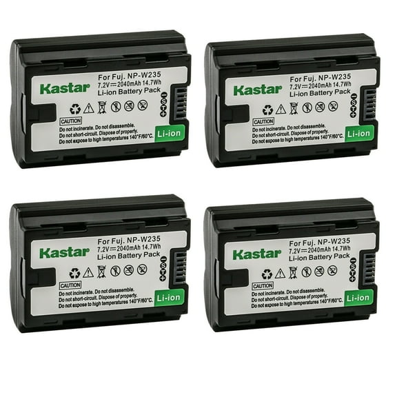 Kastar 4-Pack Battery Replacement for Fujifilm NP-W235 NPW235 Rechargeable Lithium-Ion Battery, Fujifilm BC-W235 BCW235 Battery Charger, Fujifilm GFX 100S GFX100S Medium Format Mirrorless Camera