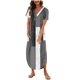 thumbnail image 1 of Vestido de Manga Corta para las Mujeres, Vestido Casual de Cuello en V de Bolsillo de Impresión de Moda Sexy Hecho de Poliéster Ligero para el Verano, Vestido de Verano para las Mujeres, 1 of 5