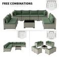 thumbnail image 2 of MRUAKA 9 Pieces Patio Conversation Set, Outdoor Sectional PE Rattan Wicker Furniture Seat,Light Green, 2 of 7