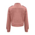 thumbnail image 7 of DeHolifer Women's Denim Jacket Collarless Solid Color Button Down Cropped Length Casual Jean Jacket Pink L, 7 of 7