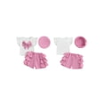 thumbnail image 2 of BemeyourBBs Toddler Baby Girl Summer Fall Spring Clothes Infant Baby Girls 2 Peice Outfit Shorts Set Cute Vintage Little Girls Short Sleeve Pearl 3D Bowknot T-Shirt Ruffle Shorts Beret Hat, 2 of 9