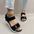 thumbnail image 2 of Sandal for Women Flat Heel Open Toe Casual Versatile Summer Trendy Round Toe Solid Color Women Footwear Comfortable Ankle Strap Walking Beach Shoes Black 6, 2 of 8