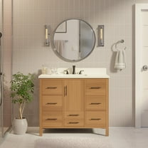 California 42" Bathroom Vanity with Blonde Veneer Cabinet and Matte White Top