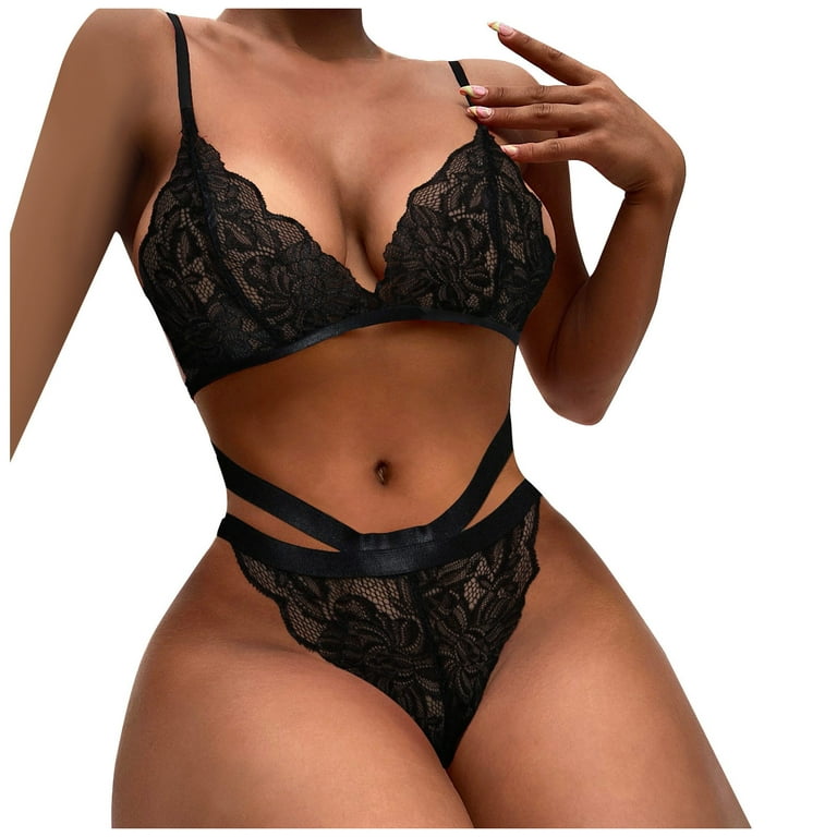 Umitay Women's Fashion charming Lace Two-piece Set Suit Solid Color  Wireless Bra charming Underwear Panties 