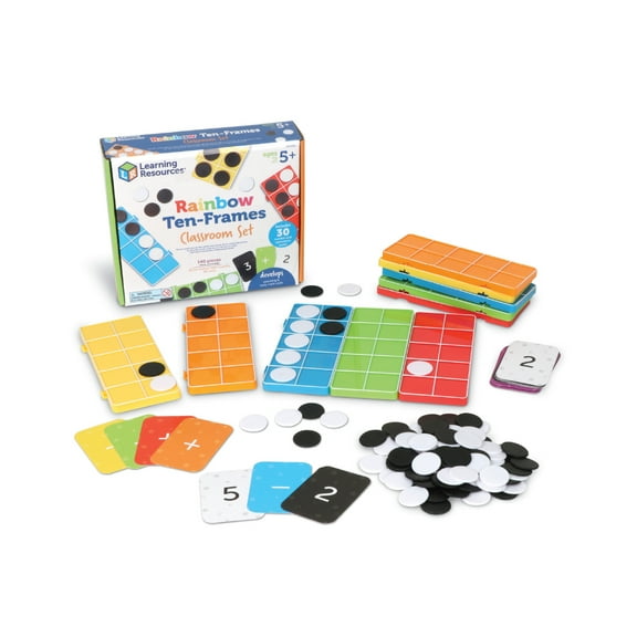 Learning Resources Rainbow Ten-Frames Classroom Set - Classroom and Teacher Supplies, Math Games, Ages 5 
