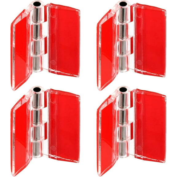 4 Pack Acrylic Hinges 1.18 x 1.37 Inch, Clear Stainless Steel 304 Continuous Piano Hinge, Self-Adhesive Folding Hinge Tools for Drawer Cabinet Furniture Display Stand (1.18 x 1.37 Inch-4 Pack)