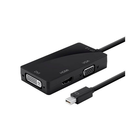 UPC: 0889028008171 | Monoprice Mini DisplayPort 1.2a / Thunderbolt to 4K HDMI DVI and VGA Passive Adapter Black 112799