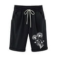 thumbnail image 2 of Ndbuld Women's Bermuda Shorts Jersey Shorts with Deep Pockets Women’s Printed Elastic Waist for Casual with Casual Pockets Half Shorts Pants Clothes Black L, 2 of 3