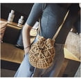 thumbnail image 4 of Xiao Hua Bolso de mano tipo cubo con cordón para mujer, bandolera de paja tejida, bolso de playa, 4 of 5