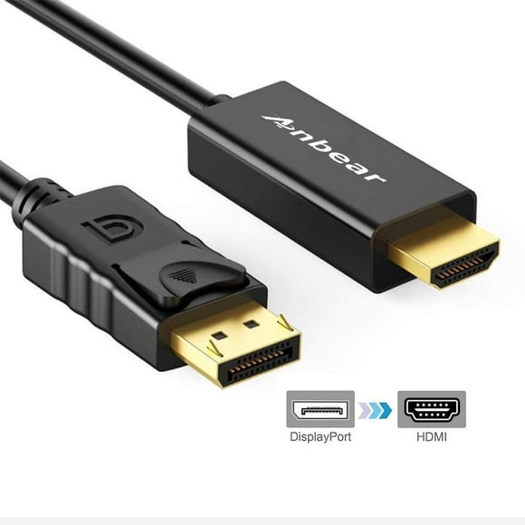 Port d'Affichage à Câble HDMI, Port d'Affichage Plaqué Or Ancre à Câble HDMI 6 Pieds (Mâle à Mâle) pour les Ordinateurs de Bureau et les Ordinateurs Portables Compatibles Displayport pour Se Connecter aux Écrans HDMI
