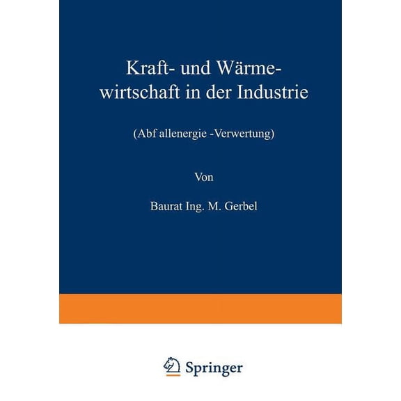 Kraft- Und Wärmewirtschaft in Der Industrie: Abfallenergie -Verwertung, (Paperback)