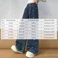 thumbnail image 4 of CAUYDY Jeans for Girls Baggy High Waist Wide Leg Denim Pants Cute Star Print Y2k Kids Trousers with Pockets Sizes 7-9 Years, 4 of 7
