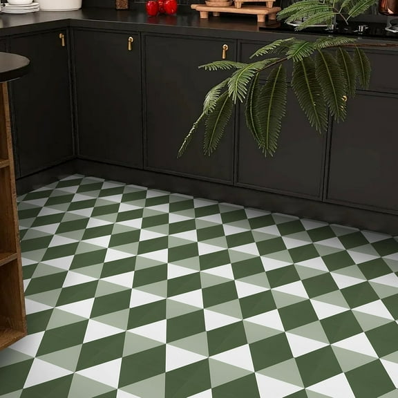 Peel and Stick Floor Tile 20pcs,Green Peel and Stick Flooring Waterproof,self-Adhesive Vinyl Flooring for Kitchen,Toilet,Bedroom,RV(11.8inX11.8in)