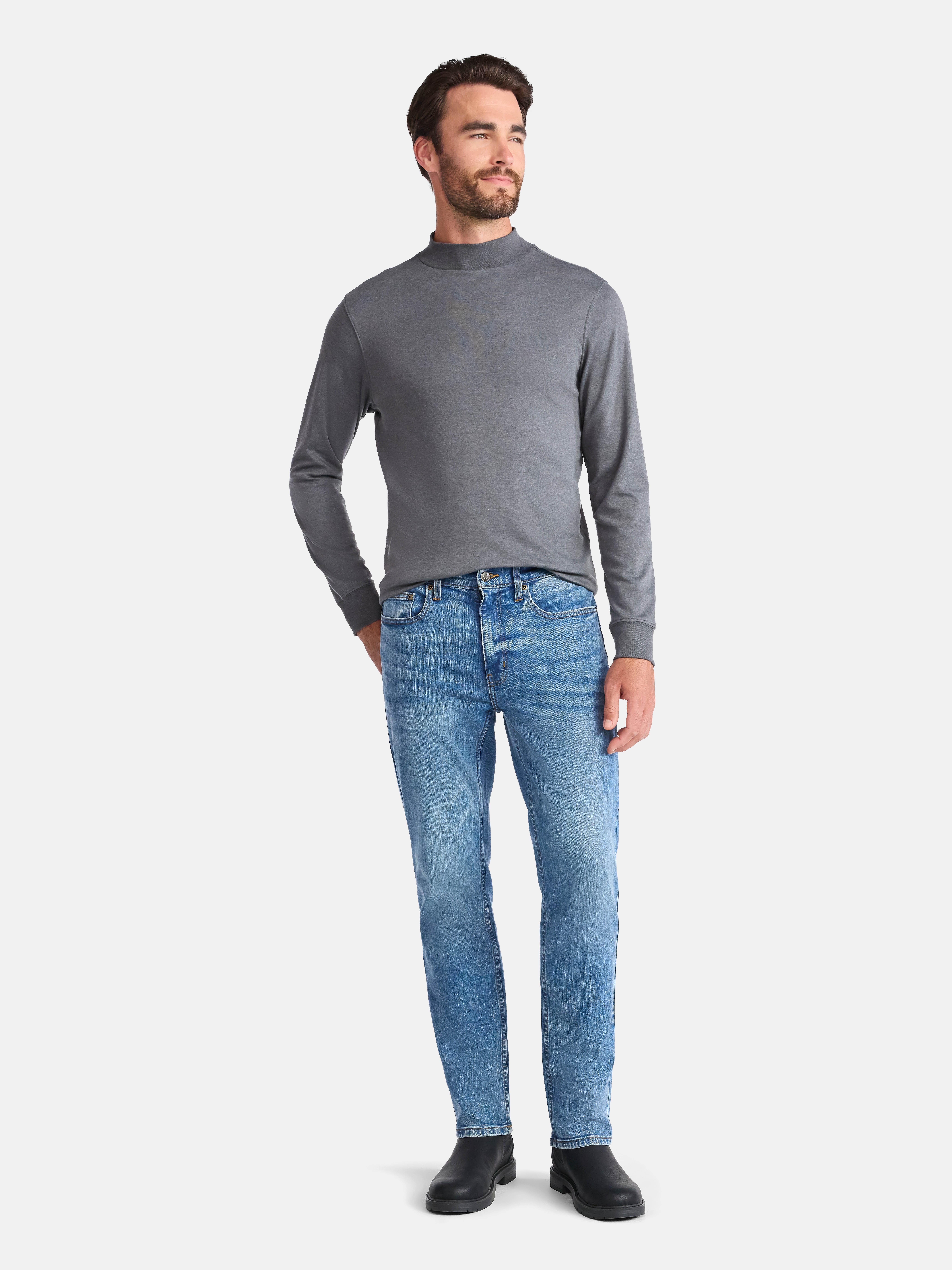 George Men's Mock Neck Pullover with Long Sleeves, Sizes S-3XL