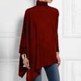 thumbnail image 2 of Long Sleeve Shirts For Women Solid Irregular Turtleneck Shirt Loose Pullover Blouse Tops Womens Long Sleeve Tops, 2 of 5