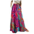thumbnail image 2 of ibiyuan Boho Maxi Dress For Women Women's Flowy Tiered Skirt Elegant Paisley Print Design High Waist Casual Long Skirt With Side Pockets, 2 of 7