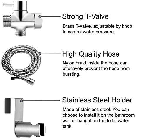 Garosa Stainless Steel Handheld Bidet Sprayer for Toilet,Bathroom Water Spray Head Set,Silver