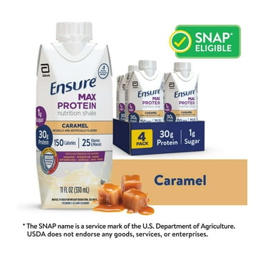 Ensure Max Protein Shake, 30g Protein, Caramel, 11 fl oz, 4 Pack